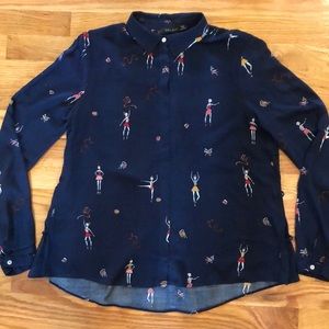 Zara Basic Ballerina print size small blouse